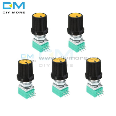 5Pcs 6Pin 6P Rotary Potentiometer 6Mm Knurled Shaft Single Linear B Type B10K Ohm B5K B20K B50K