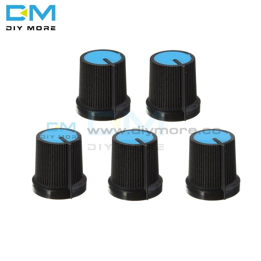 5Pcs Rotary Potentiometer 6 Pin 6P 6Mm Knurled Shaft Single Linear B Type B10K Ohm 10K With Cap Blue