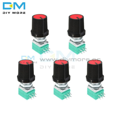 5Pcs Rotary Potentiometer 6Mm 6 Pin 6Pin 6P Knurled Shaft Single Linear B Type B10K Ohm 5K 10K 20K