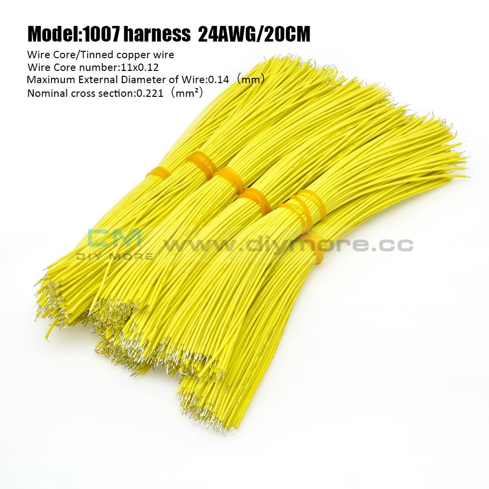 100Pcs 24Awg Tin-Plated Breadboard Pcb Fly Jumper Conductor Wires 1007-24Awg Electrical Cable Yellow