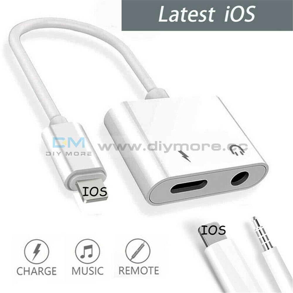 Adapter For Iphone X 6S 7 8 Plus Xs Max Splitter Audio Earphone Aux Charger Dual 3.5Mm Port+ Ios