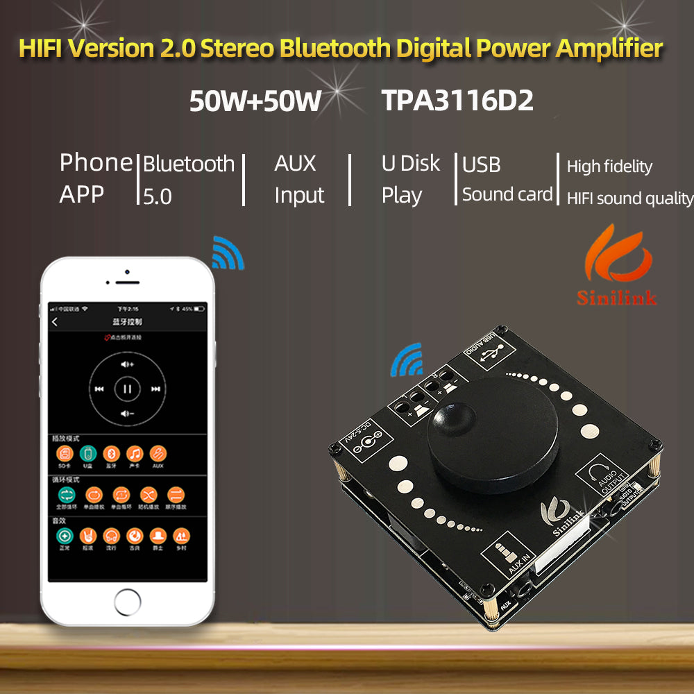 10W/15W/20W Stereo Bluetooth Power Amplifier Board 12V/24V High Power Digital Power Amplifier Module XY-AP15H