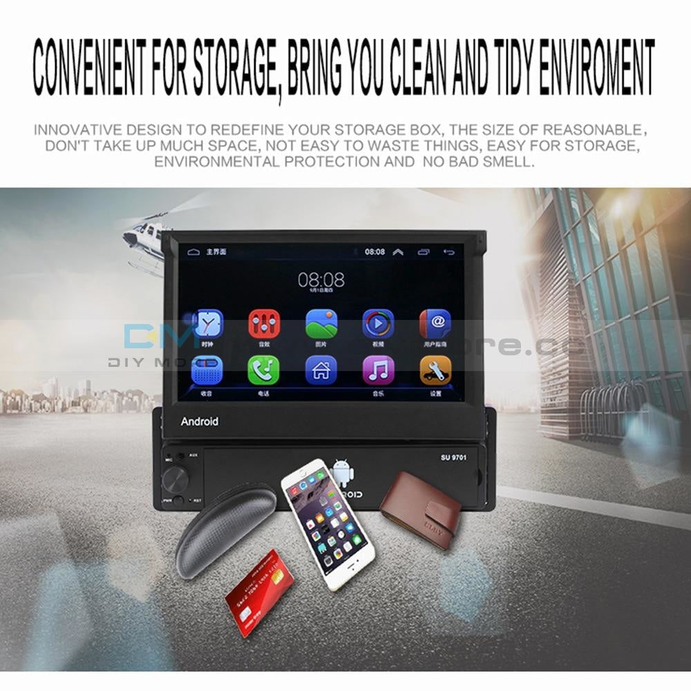 7 Inch Android 8.1 Car Radio 1 Din Mp3/4/5 Player + Wifi Gps Bluetooth Am/fm +Free Offline Map