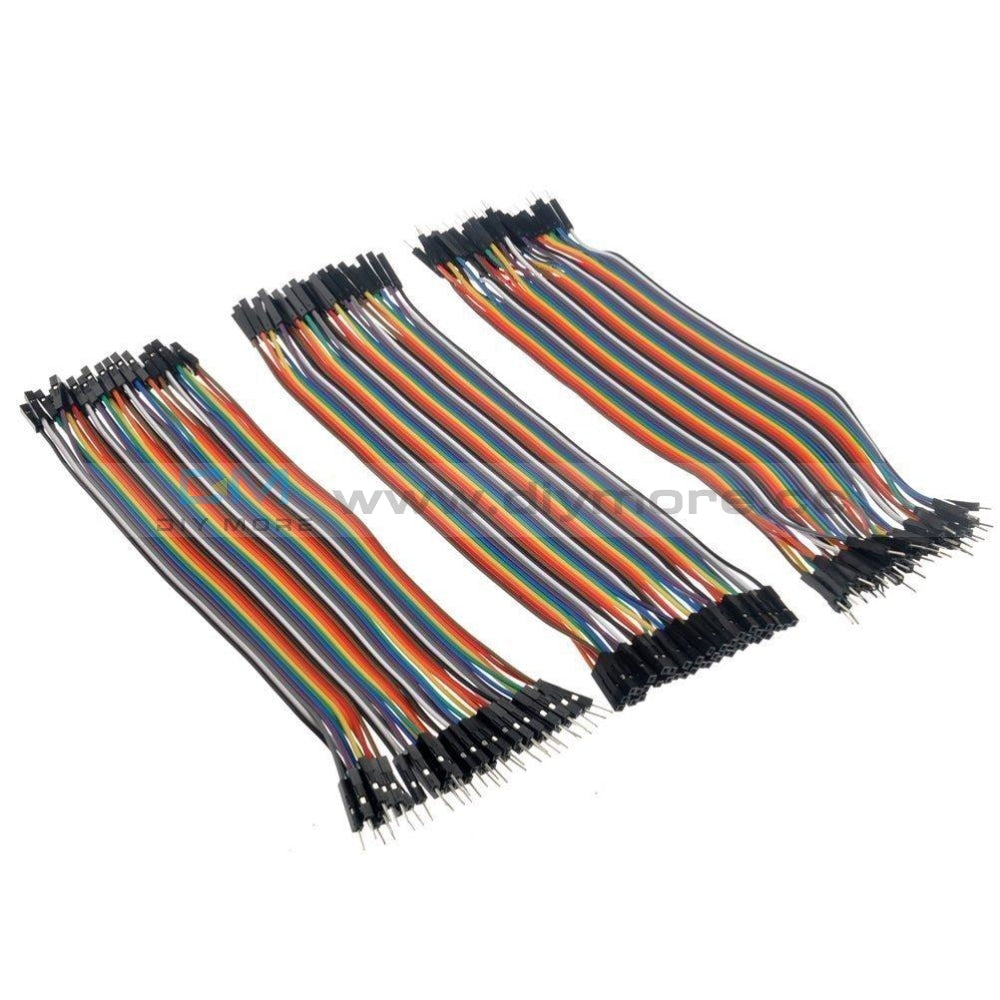 120Pcs Multicolored 40Pin Male To Female Breadboard Jumper Wires Ribbon Cables Kit Tools