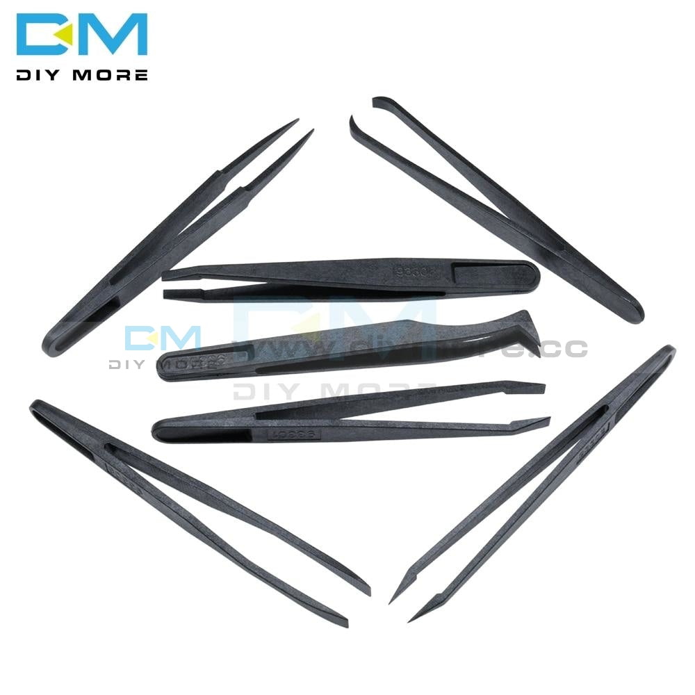 7Pcs Anti Static Tweezer Tool Straight Bend Plastic Heat Resistant Tools