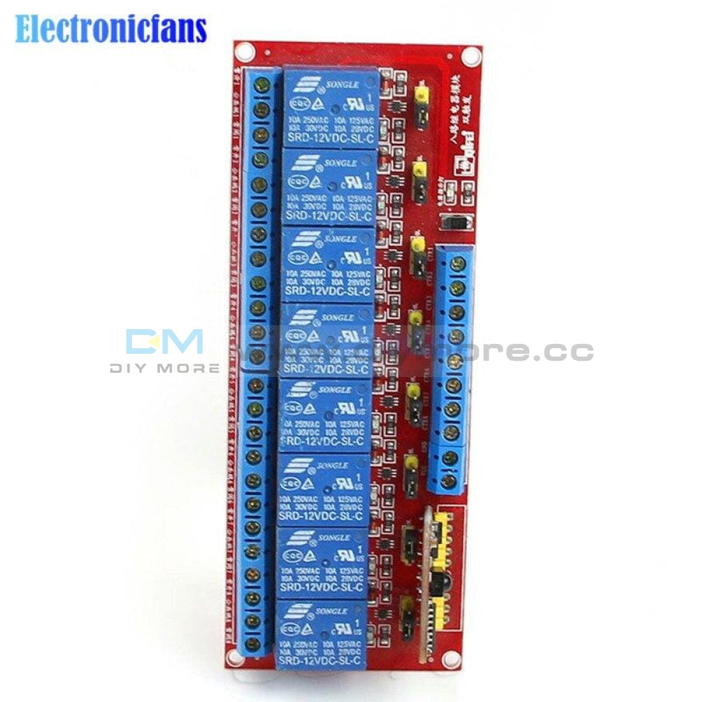 8 Channel Dc 12V Multi Function Infrared Remote Control Relay Module With Dual Trigger Two Way