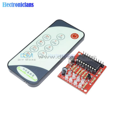 8 Channel Ir Infrared Receiver Board 3 5V Delay Relay Driving Module + 9 Keys Remote Control