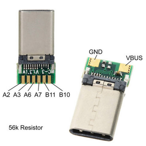 USB 3.1 Type C Male DIY SMT Solder Cable Plug Socket Attached with PC Board