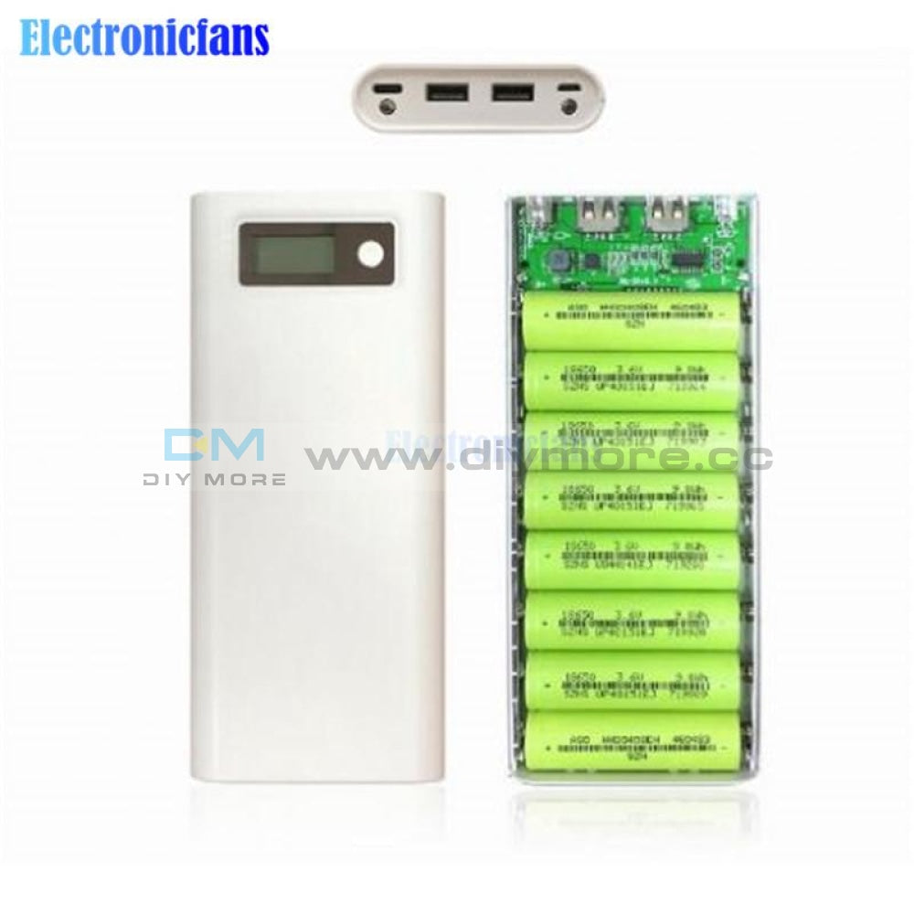 8X18650 Battery Charger Box Power Bank Holder Case Dual USB LCD Digita –  diymore