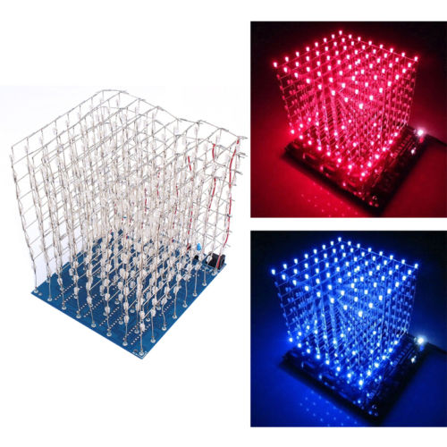 4x4x4/8x8x8 LED Cube 3D Light Square Blue LED Electronic DIY Kit