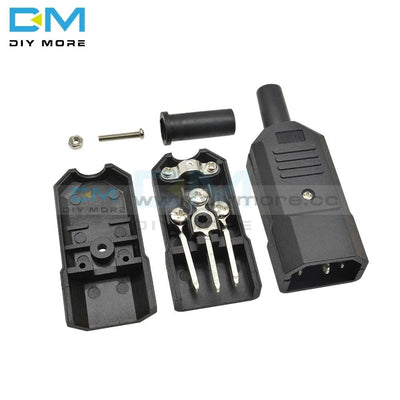 Ac 013A 250V 10A Male Power Adapter Iron Core 3 Terminals Iec320 C13 Connector Pins Integrated