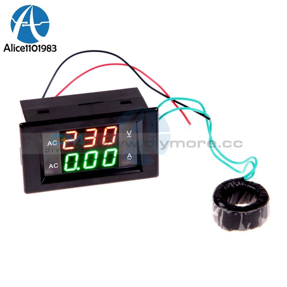 Ac 100A 80 300V Lcd Digital Ammeter Voltmeter Panel Amp Volt Meter Gauge Black Dual Measuring Tools
