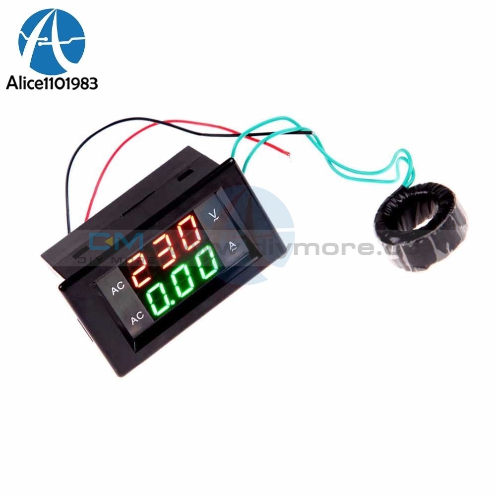 Ac 100A 80 300V Lcd Digital Ammeter Voltmeter Panel Amp Volt Meter Gauge Black Dual Measuring Tools