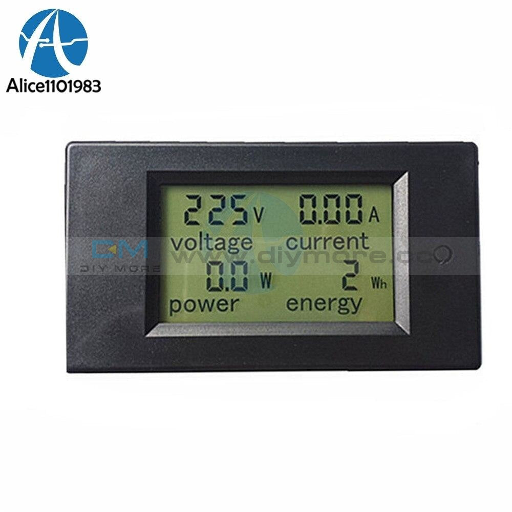 Ac 80 260V 20A Digital Lcd Voltmeter Ammeter Panel Power Energy Meter Blue Backlight Dual Measuring