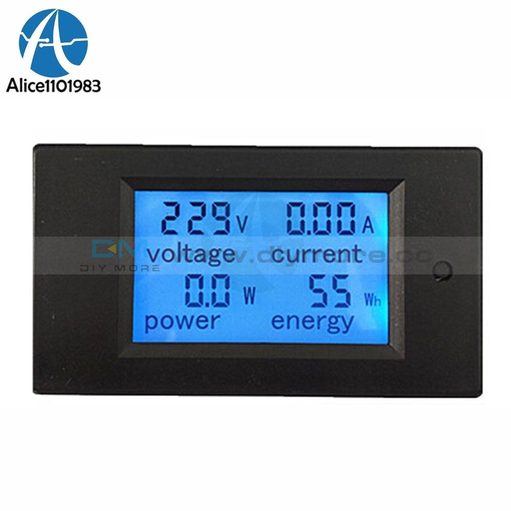 Ac 80 260V 20A Digital Lcd Voltmeter Ammeter Panel Power Energy Meter Blue Backlight Dual Measuring
