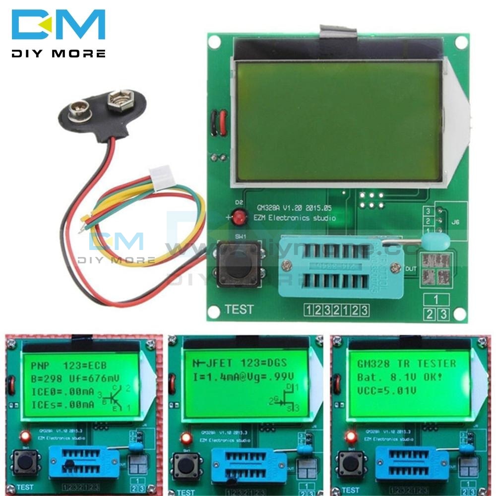 Component Gm328A Transistor Tester Graphic Wave Signal 9V 20Ma Lcr Rlc Pwm Esr Digital Lcd Display