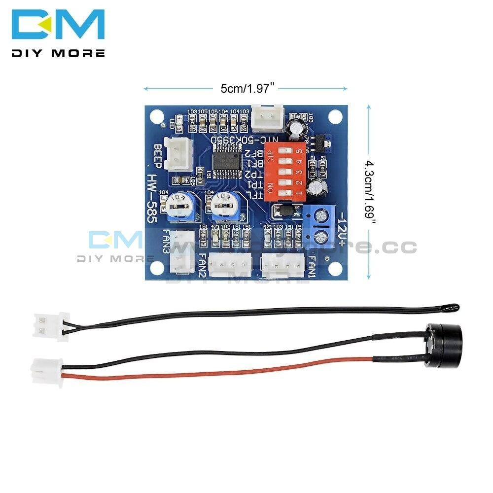 Dc 12V 5A Pwm Temperature Probe Fan Speed Controller Board 50K Ntc 3950 Thermistor Buzzer Control
