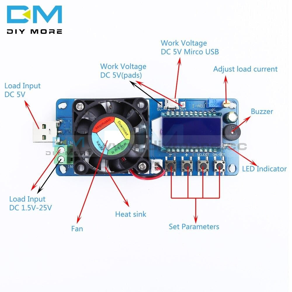 Dc 5V Electronic Load Current Voltage Power Tester 25W 35W 4A/5A Usb Protection Lcd Hd Display