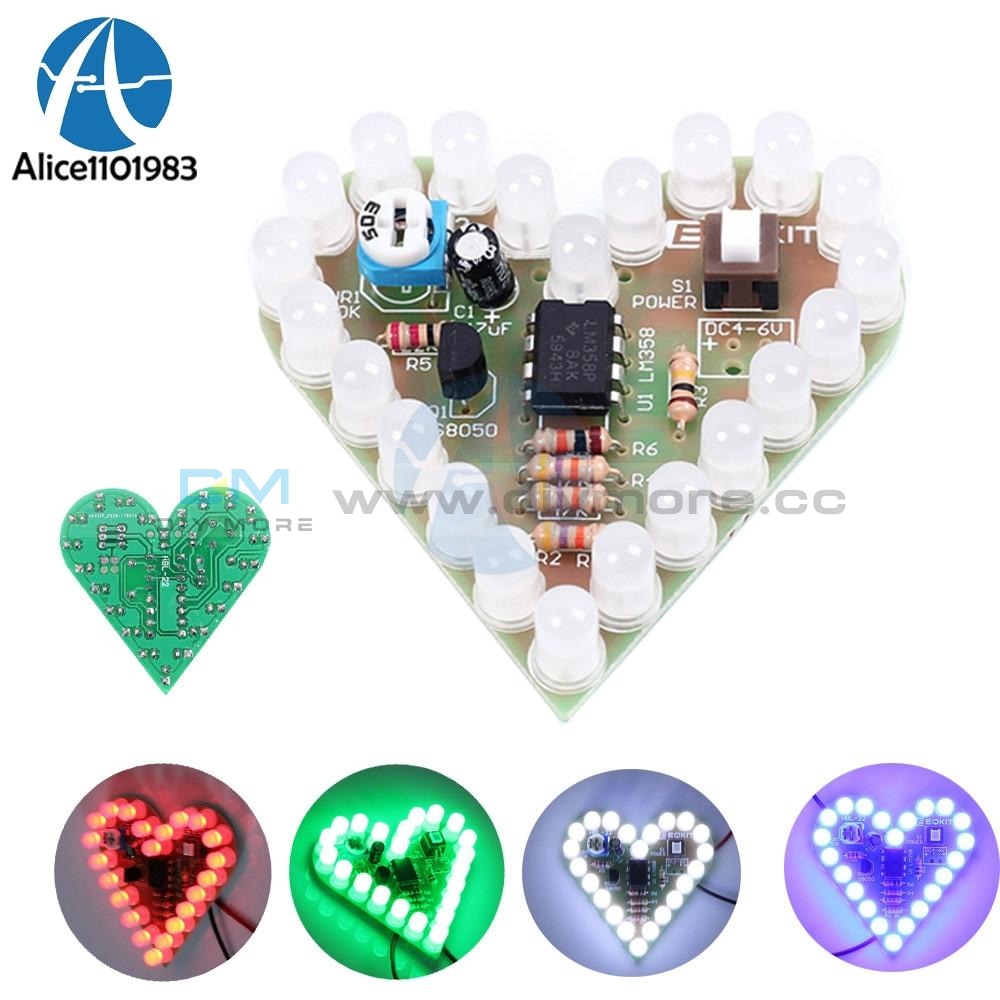 Diy Kit Heart Shape Breathing Lamp Dc 4V 6V Led Suite Red White Blue Green Module Board Production