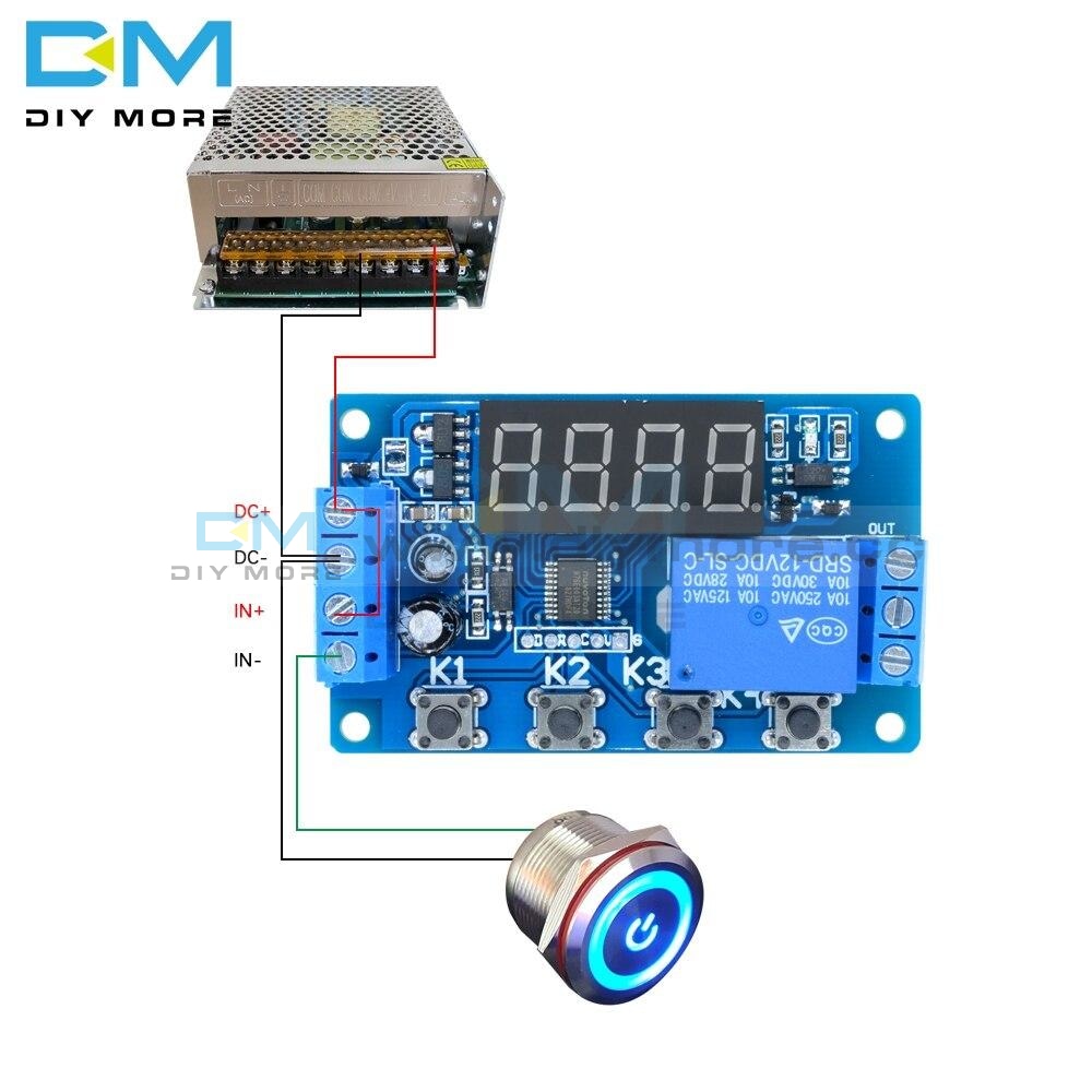 Digital Dc12V Timing Delay Relay Multifunction Trigger Module Board 4Button Timer 4 Digit Led