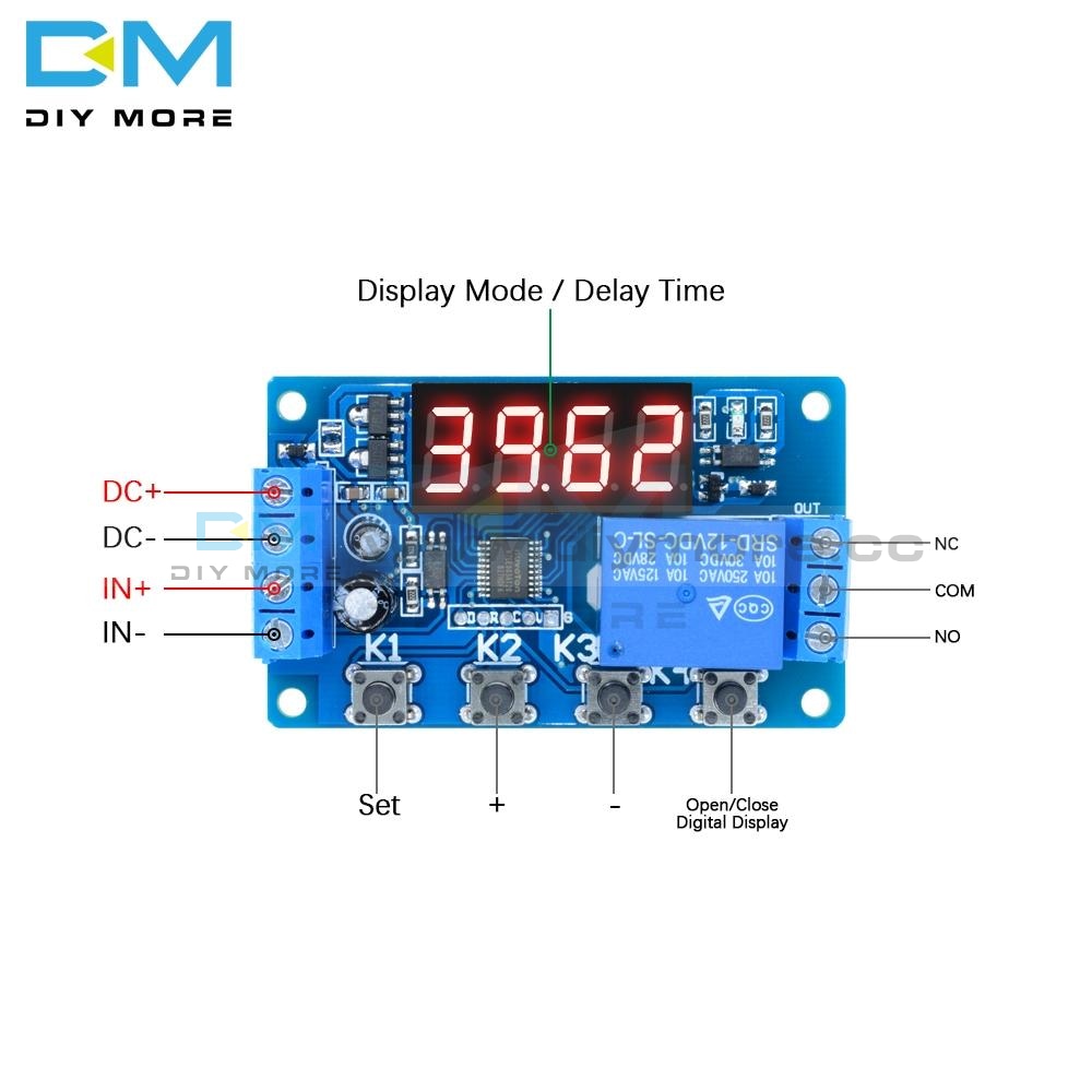 Digital Dc12V Timing Delay Relay Multifunction Trigger Module Board 4Button Timer 4 Digit Led