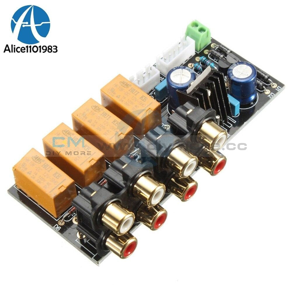 Double Sided 4 Channel Stereo Audio Input Signal Selector Relay Board Switching Amplifier Module Rca