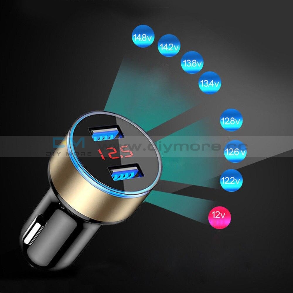 Dual Usb Car Charger 2 Port Lcd Display 12 24V Cigarette Socket Lighter Fast Power Adapter Styling