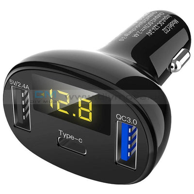 Dual Usb Car Charger With Led Display Qc3.0 Quick Charge 3 Type C Port Fast Universal Mobile Phone