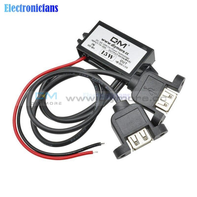 Dual Usb Step Down Buck Converter Adapter Dc 12V To 5V Max 3A Car Power Module With Cable Female