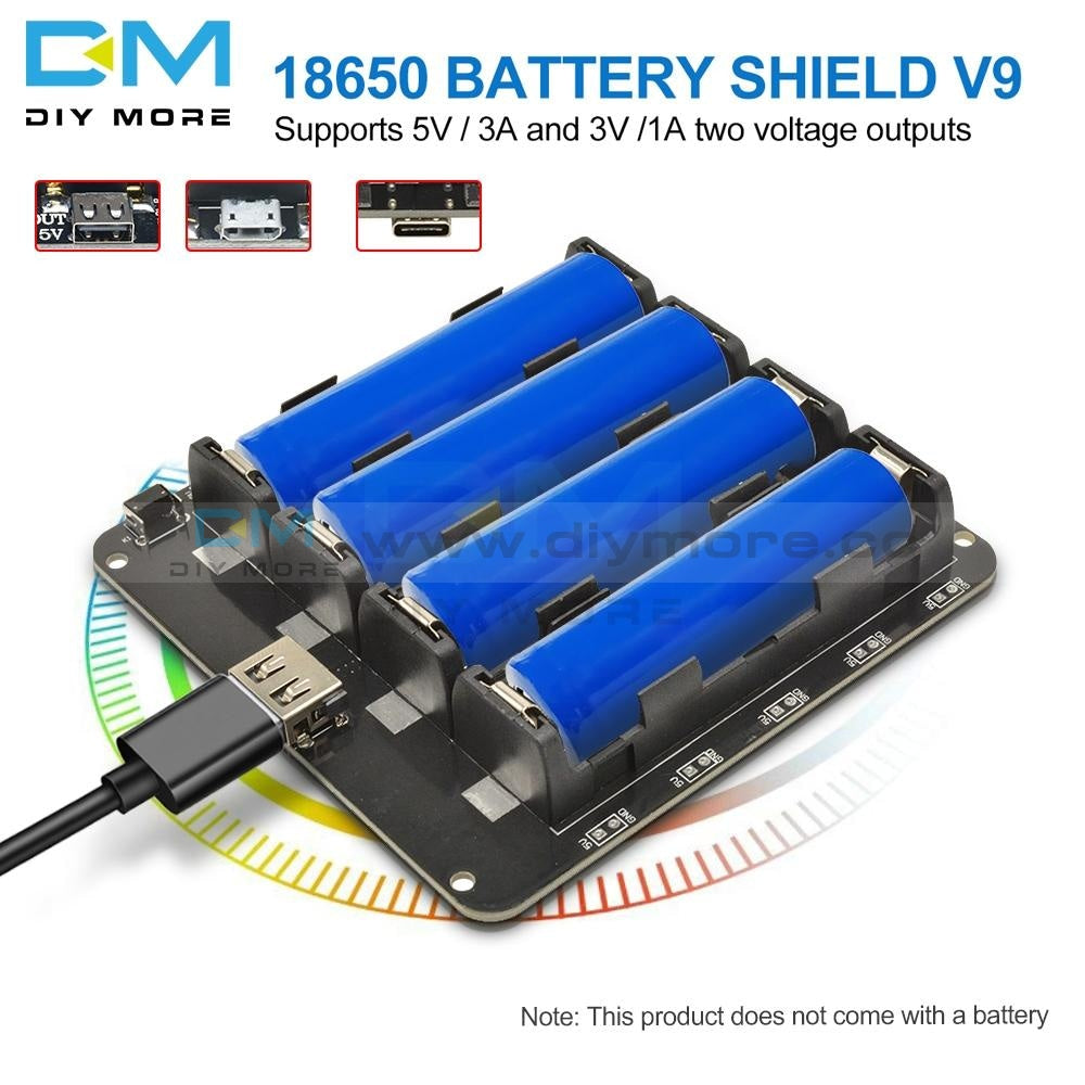 ESP32 ESP8266 4x 18650 Battery USB Power Bank Shield Holder V9 3V/5V –  diymore