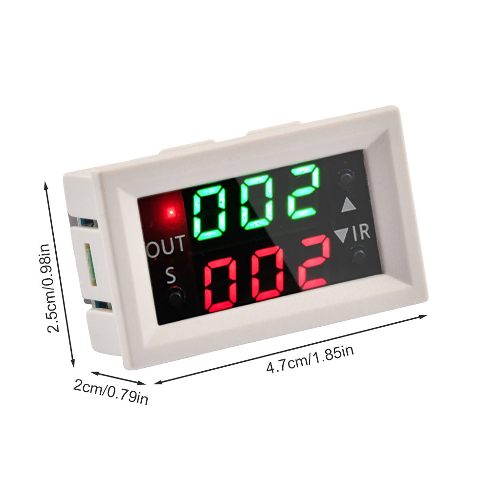 DC 12V Dual LED Display Time Relay Module T2401-N Digital Time Delay Relay Cycle Timer Switch Control Module Passive Output