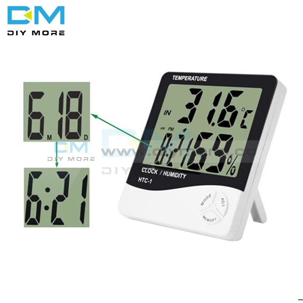 Htc-1 Lcd Digital Thermometer Hygrometer Weather Station Temperature Humidity Desk Alarm Clock