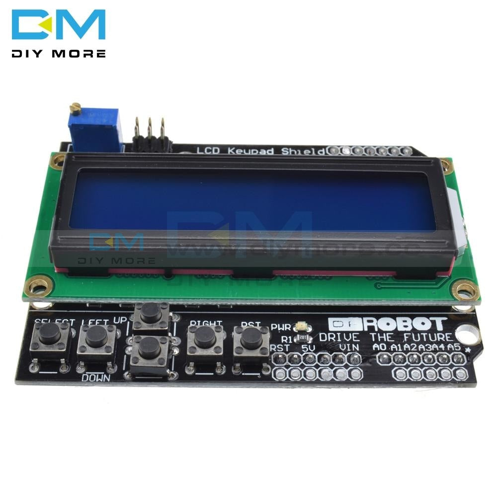 1602 Lcd Board Keypad Shield Blue Backlight Module For Arduino Duemilanove Robot 16 Character By 2