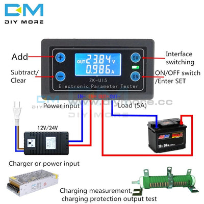 Dc 5V-38V Digital Lcd Display Voltmeter Ammeter Multi-Function Volt Current Voltage Meter Tester