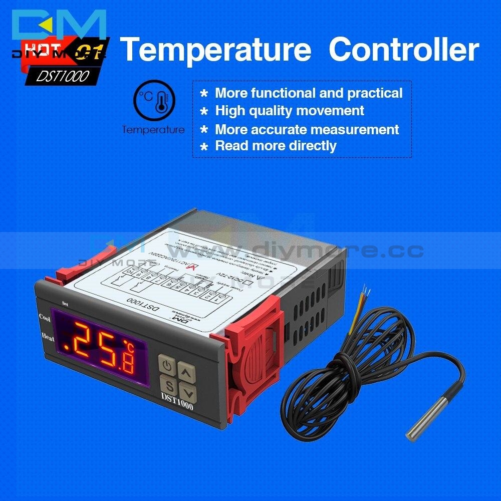 Dst1000 Ac 110-220V Single Display Digital Thermostat Temperature Control Controller With Ds18B20