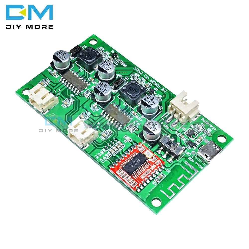 Dc 5V 6W+6W 2 Ch Channel Stereo Bluetooth Amplifier Board Module Lithium Battery Powered For