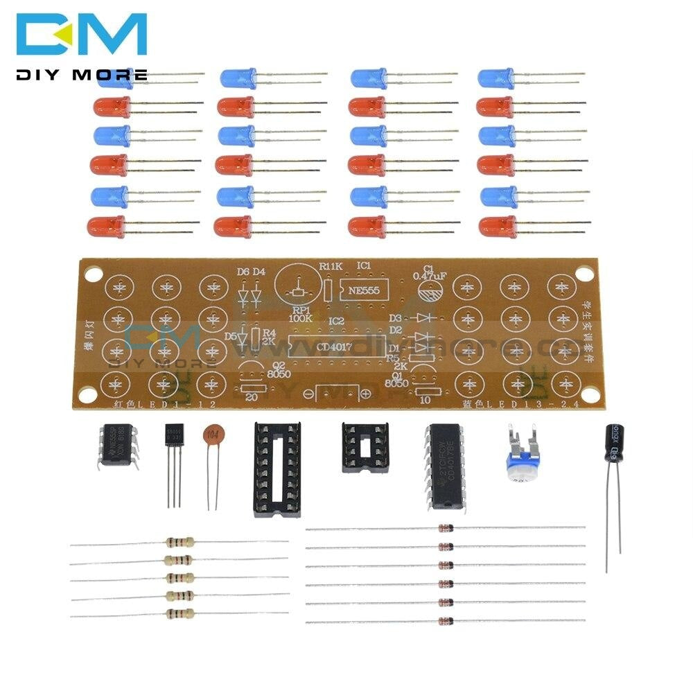 Ne555 Cd4017 Red Blue Double Color Flashing Lights Board Kit Strobepractice Learning Electronic