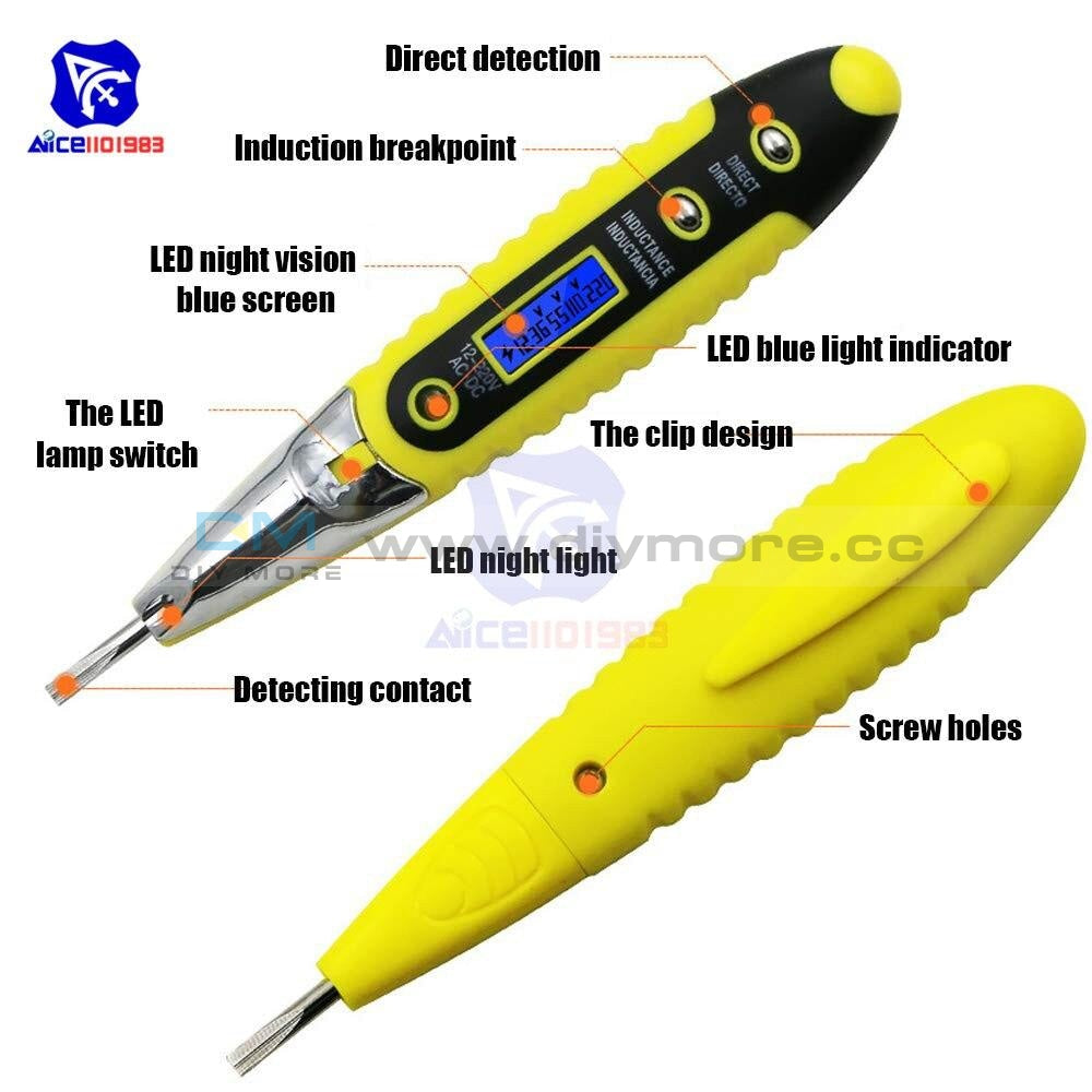 Lcd Digital Display Voltage Detector Tester Tool Ac Dc Electric Test Pen 12 220V With Led Light 250V