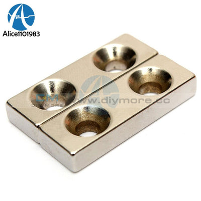 N35 Strong Block Countersunk Magnet 30X10X5 Mm 2 Hole 4Mm Rare Earth Neodymium Ndfeb For Diy