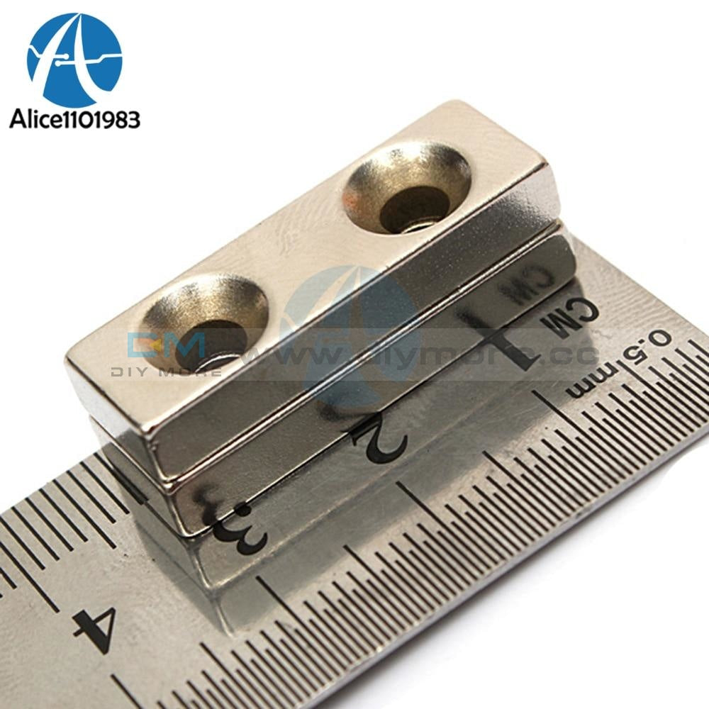N35 Strong Block Countersunk Magnet 30X10X5 Mm 2 Hole 4Mm Rare Earth Neodymium Ndfeb For Diy