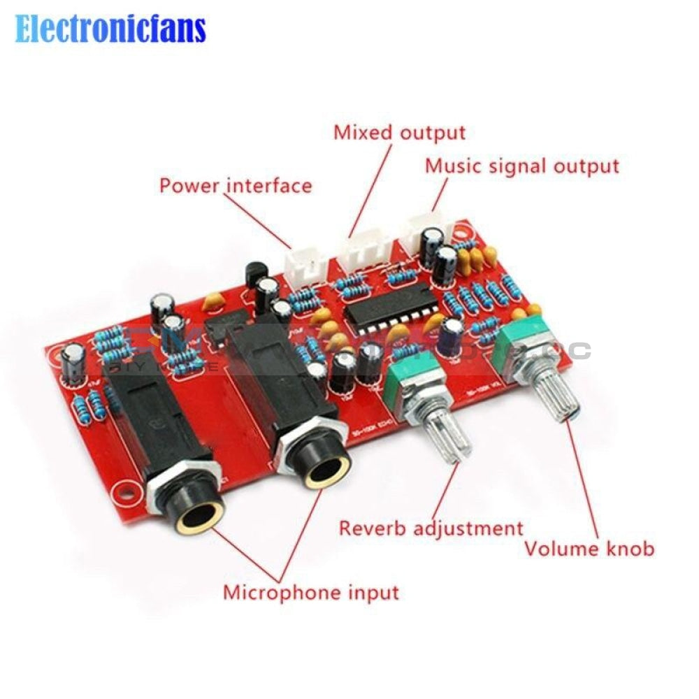 Pt2399 Dc12V 24V Digital Microphone Amplifier Board Karaoke Plate Reverb Preamplifier Reverberator