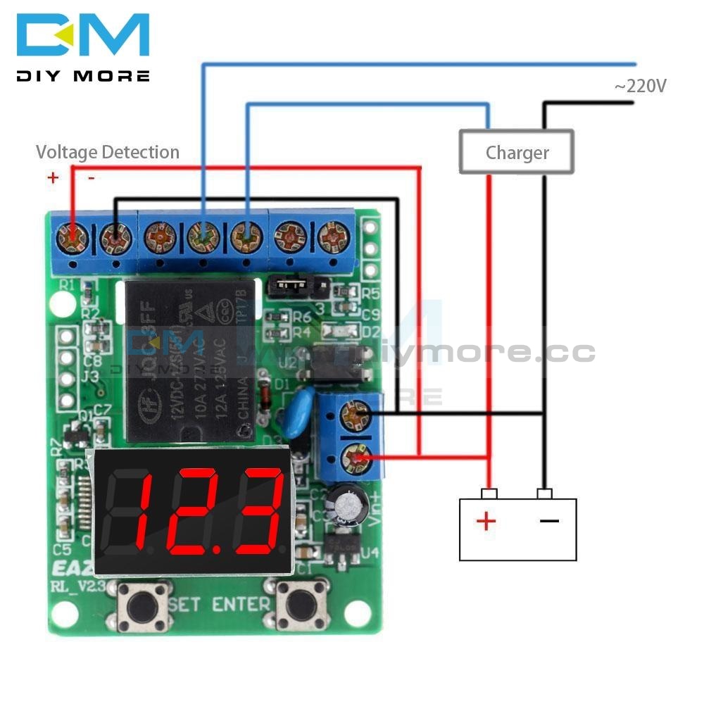 Relay Module Dc 12V Switch Control Board Voltage Detection Charging Discharge Monitor Test