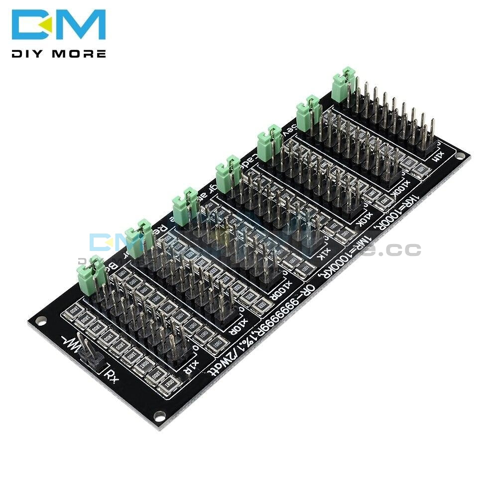 Seven Decade Programmable Resistor Resistance Board Module 1R 9999999R Step 1% 1/2 Watt Jumper Caps