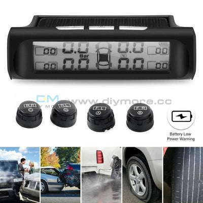 Smart Car Tpms Tyre Pressure Monitoring System Solar Power Digital Lcd Display Auto Security Alarm