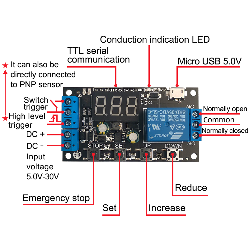 DC 12V 24V LED Display Trigger Delay Timing Timer Relay Switch Turn Off  Module