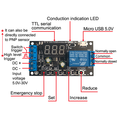 DC 5V 12V 24V Digital LED Cycle Timer Delay Switch Turn Off/On Time Relay Module