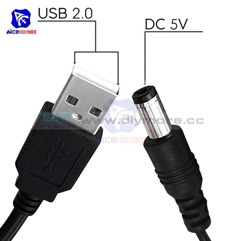 1pcs USB 2.0 Male A To DC 5.5mm x 2.1mm Plug DC Power Supply Cord Sock –  diymore
