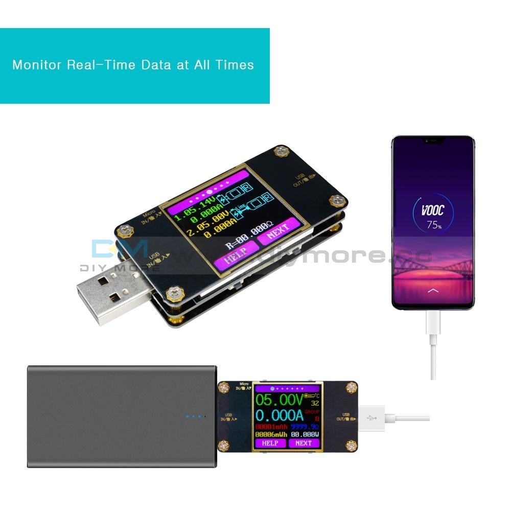 Usb Multimeter Module USB Multi Meter Voltmeter Ammeter Resistance Tester Bluetooth UM24C ...