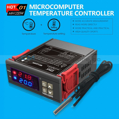 Mh1220W 10A Digital Dual Display Temperature Controller Thermostat Dc 12-72V/ac 110-220V 12V-72V