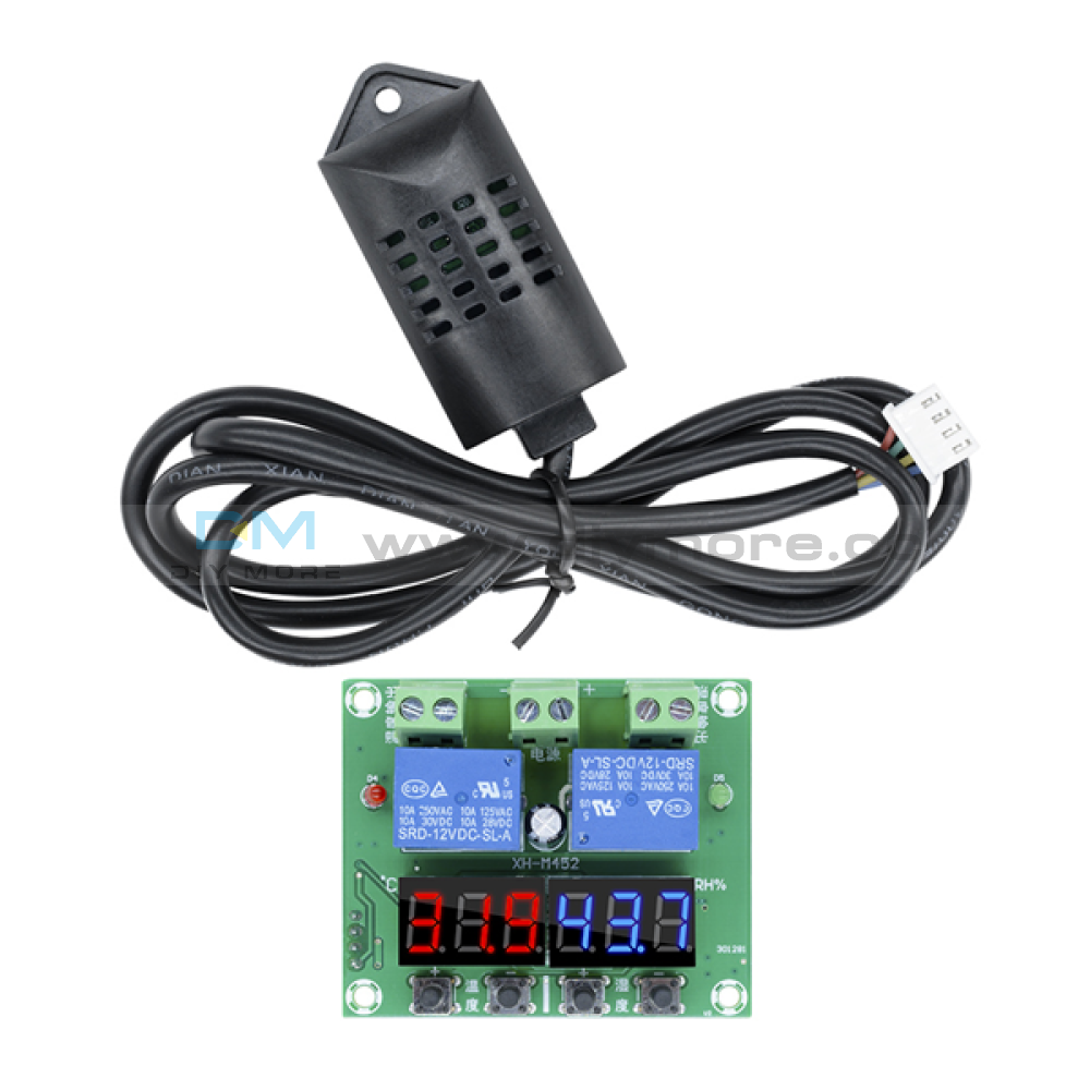 DC 12V LED Digital Temperature Humidity Controller Dual Output Thermos ...